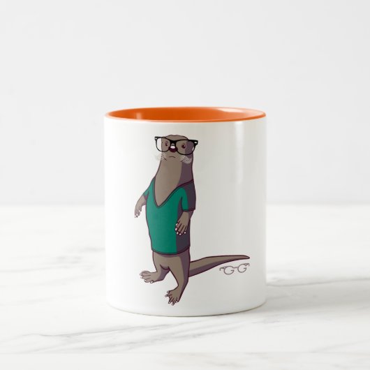 Hipster Otter-Mok (zonder tekst) Tweekleurige Koffiemok (Center)