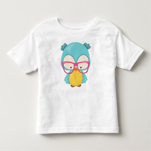 Hipster Owl, Owl with Glasses, Cute Owl Kinder Shirts (Voorkant)