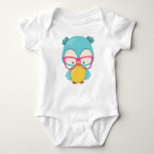 Hipster Owl, Owl with Glasses, Cute Owl Romper (Voorkant)