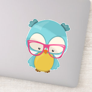Hipster Owl, Owl with Glasses, Cute Owl Sticker