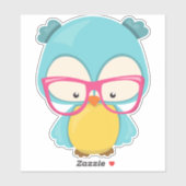 Hipster Owl, Owl with Glasses, Cute Owl Sticker (Vel)