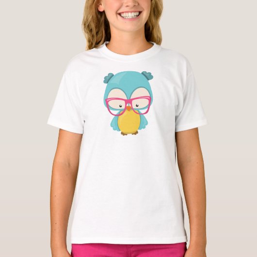 Hipster Owl, Owl with Glasses, Cute Owl T-shirt (Voorkant)
