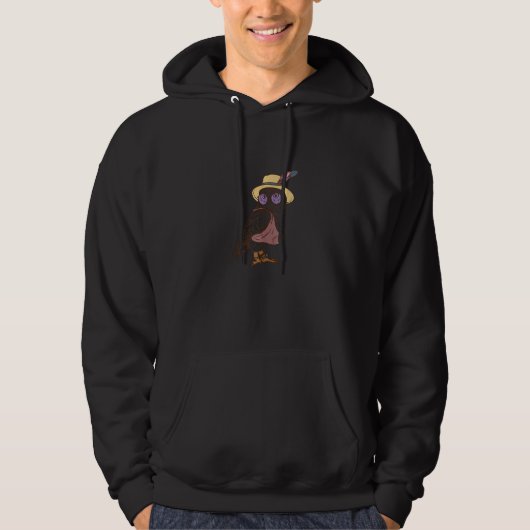 Hipster Owl Pet met doezels en vest cool Hoodie (Voorkant)