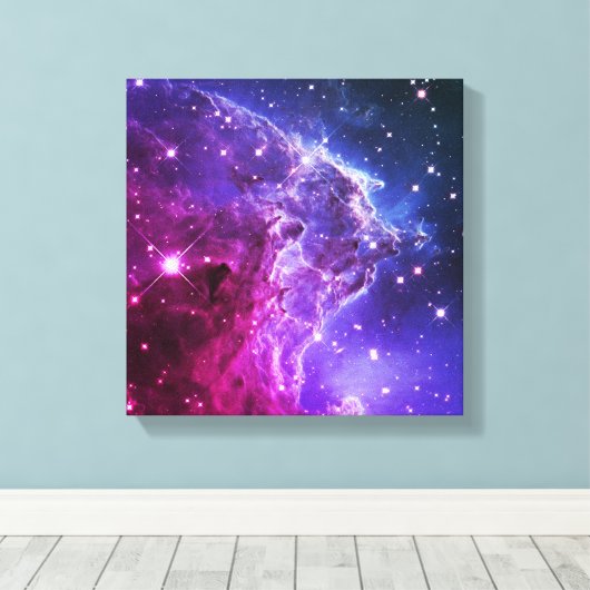 Hipster Paarse Ombre Monkey Head Nebula Canvas Afdruk (Insitu (Houten vloer))