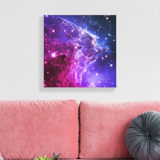 Hipster Paarse Ombre Monkey Head Nebula Canvas Afdruk (Insitu (Woonkamer))