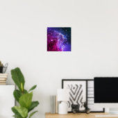 Hipster Paarse Ombre Monkey Head Nebula Poster (Thuiskantoor)