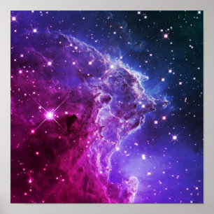 Hipster Paarse Ombre Monkey Head Nebula Poster