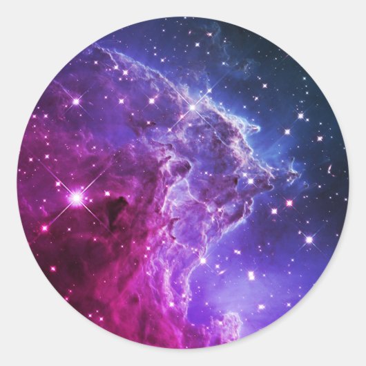 Hipster Paarse Ombre Monkey Head Nebula Ronde Sticker (Voorkant)