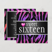 Hipster Paarse Zebra Sweet Sixteen Kaart (Voorkant / Achterkant)