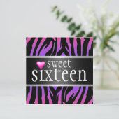 Hipster Paarse Zebra Sweet Sixteen Kaart (Staand voorkant)