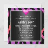 Hipster Paarse Zebra Sweet Sixteen Kaart (Achterkant)