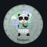 Hipster Panda Beer met elke naam Dartbord<br><div class="desc">Een gepersonaliseerd dartbord met een hipster panda die een ijshoorntje eet. Bewerk de weergegeven voorbeeldnaam met de gewenste naam of andere tekst.</div>