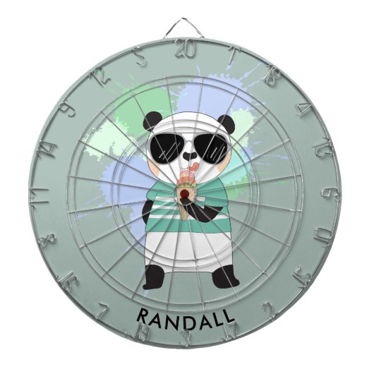 Hipster Panda Beer met elke naam Dartbord (Voorkant)