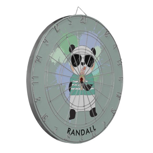 Hipster Panda Beer met elke naam Dartbord (Voorkant Links)