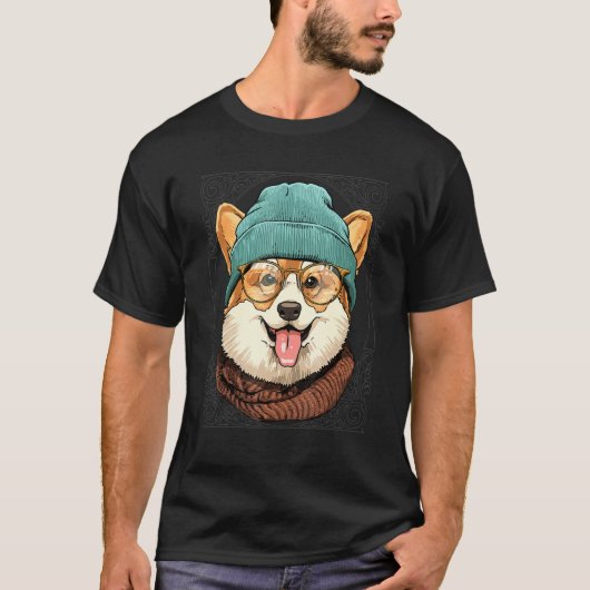 Hipster Pembroke Welsh Corgi Wearing Sunglasses Do T-shirt (Voorkant)