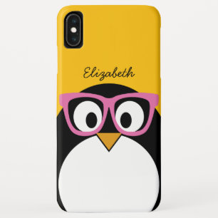 Hipster Penguin - Cute Cartoon Yellow Pink Case-Mate iPhone Case
