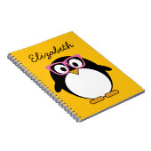 Hipster Penguin - Cute Cartoon Yellow Pink Notitieboek (Rechterzijde)