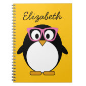 Hipster Penguin - Cute Cartoon Yellow Pink Notitieboek (Voorkant)