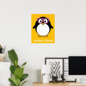 Hipster Penguin - Cute Cartoon Yellow Pink Poster (Thuiskantoor)