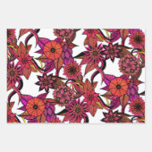 Hipster Pink Oranje Floral Illustration Pattern Inpakpapier Vel (Voorkant)