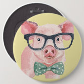 Hipster Pink Pig Ronde Button 6,0 Cm (Voorkant /achterkant)