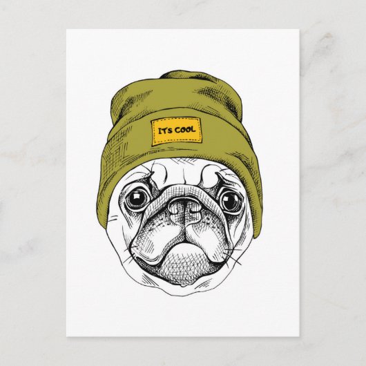 Hipster Pug | Het is Cool Briefkaart (Voorkant)