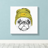 Hipster Pug | Het is Cool Canvas Afdruk (Insitu (Houten vloer))