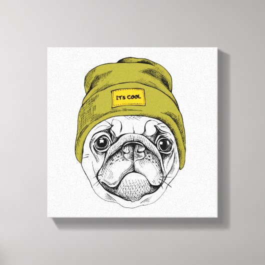 Hipster Pug | Het is Cool Canvas Afdruk (Voorkant)