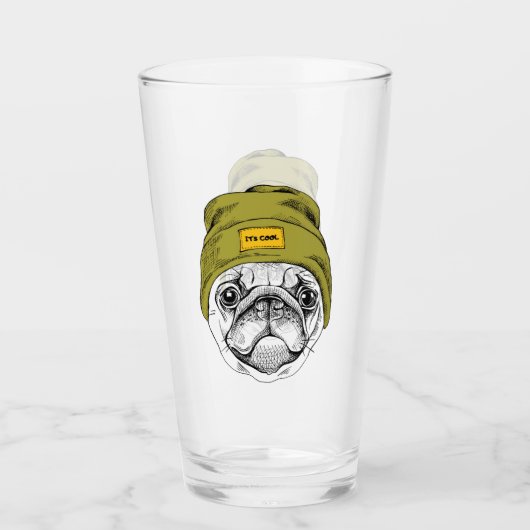Hipster Pug | Het is Cool Glas (Voorkant)