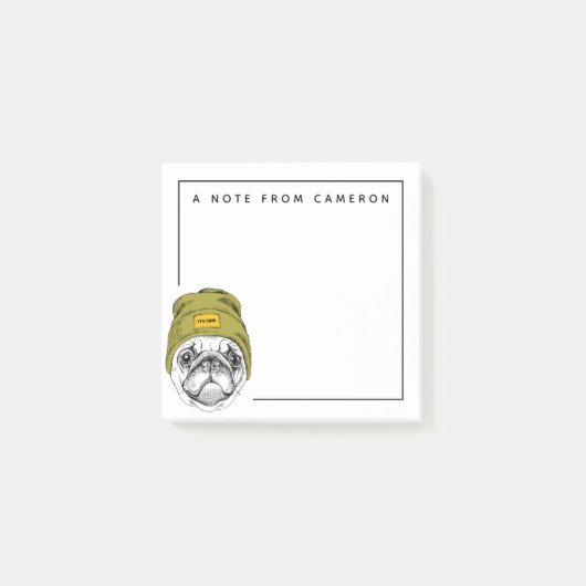 Hipster Pug | Het is Cool | Jouw namen toevoegen Post-it® Notes (Voorkant)