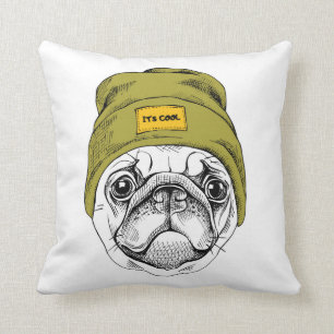 Hipster Pug   Het is Cool Kussen