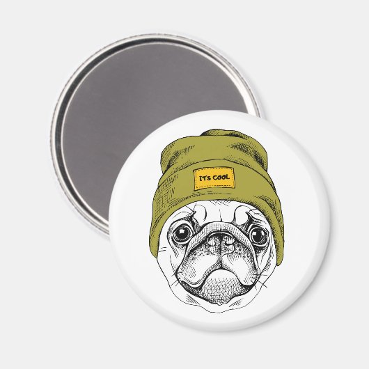 Hipster Pug | Het is Cool Magneet (Voorkant / Achterkant)