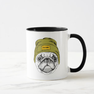 Hipster Pug Het is Cool Mok
