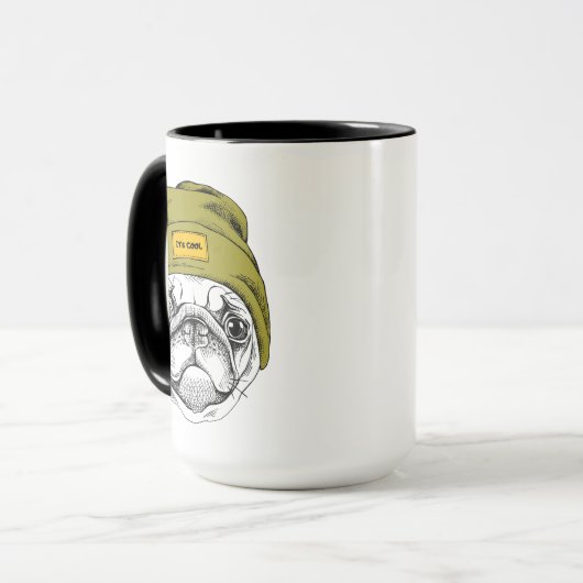 Hipster Pug | Het is Cool Mok (Voorkant links)