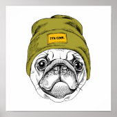 Hipster Pug | Het is Cool Poster (Voorkant)