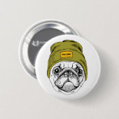 Hipster Pug | Het is Cool Ronde Button 5,7 Cm (Voorkant /achterkant)