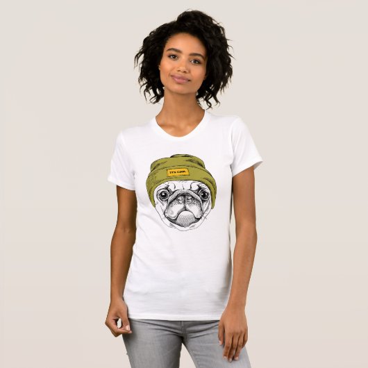 Hipster Pug | Het is Cool T-shirt (Voorkant volledig)