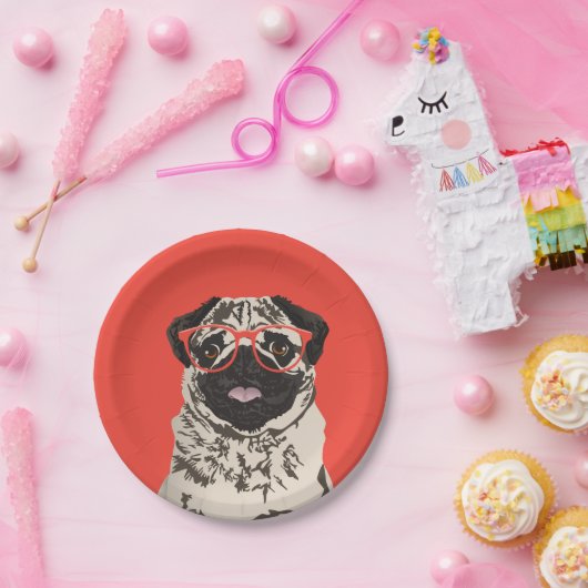 Hipster Pug Paper Bord (Feest)