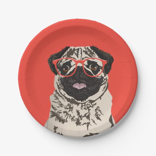 Hipster Pug Paper Bord (Voorkant)