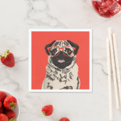 Hipster Pug Verjaardagspapier Servet (Insitu)