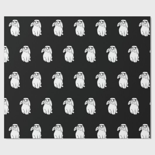 Hipster Rabbit Funny Bunny Met Brillen Schattige A Cadeaupapier (Vlak)