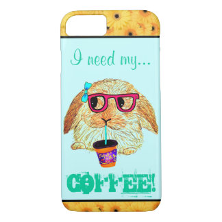 Hipster Rabbit met koffie iPhone 8/7 Hoesje