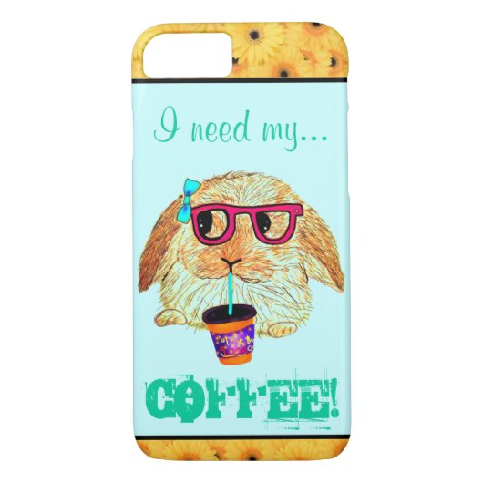 Hipster Rabbit met koffie Case-Mate iPhone Case (Achterkant)
