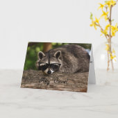 Hipster Raccoon Wenskaart Kaart (Gele Bloem)