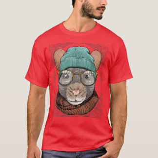 Hipster Rat met glazen muis Rodent Lover T-Shir T-shirt