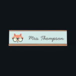 Hipster Red Fox Bureau Naambordje<br><div class="desc">Een leuke illustratie van een rode vos met een overmaat bril die voorzien is van een handig handgeschreven lettertype dat ideaal is voor de bureaus van zowel kinderen als docenten.</div>