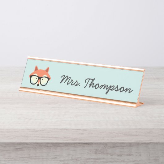 Hipster Red Fox Bureau Naambordje (Voorkant)