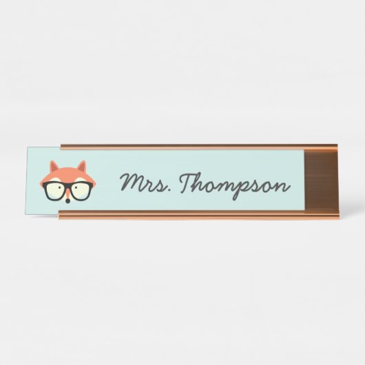 Hipster Red Fox Bureau Naambordje (Voorkant)