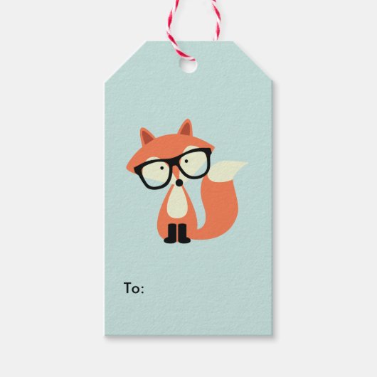 Hipster Red Fox Cadeaulabel (Voorkant)