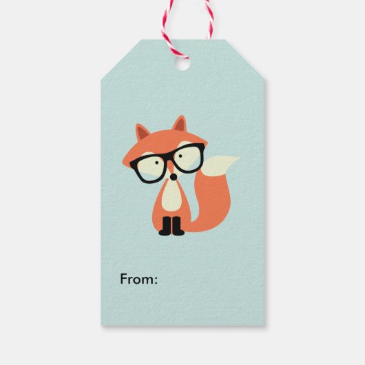 Hipster Red Fox Cadeaulabel (Achterkant)